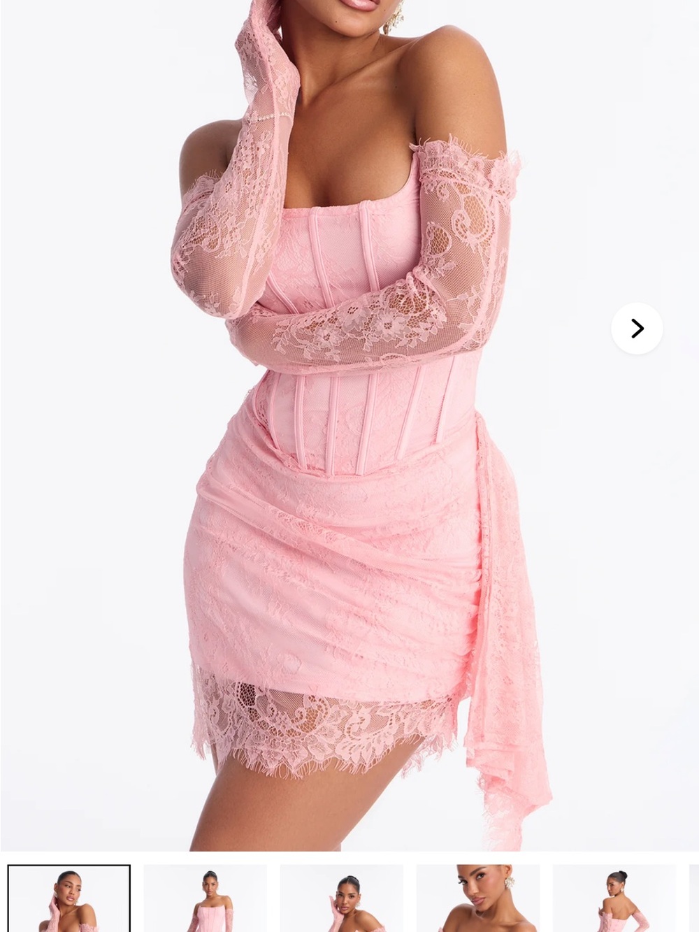 Pink Lace Corset Mini Dress with gloves